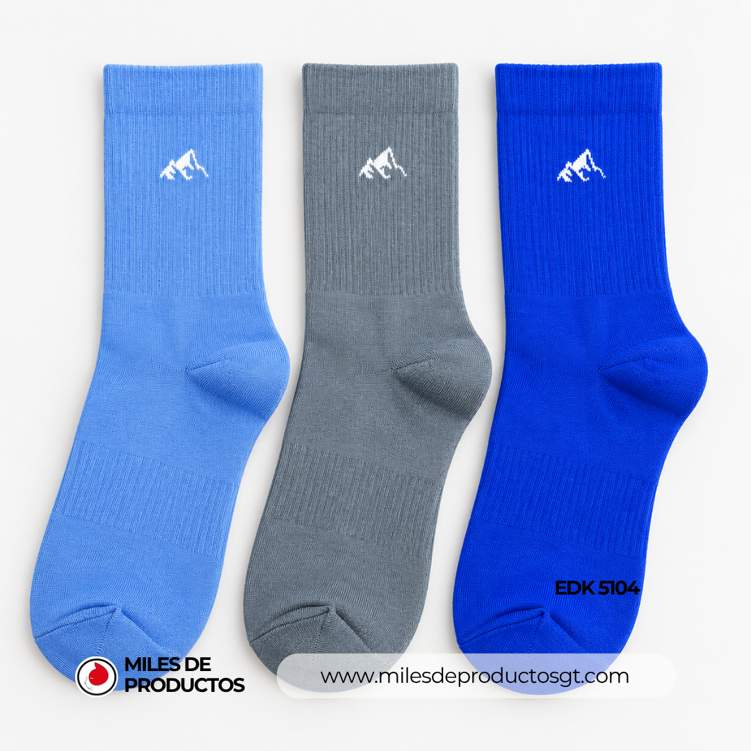 CALCETINES DE POLIESTER PARA ADULTO DE TOBILLO ALTO EN COLORES SOLIDOS EDK 5104