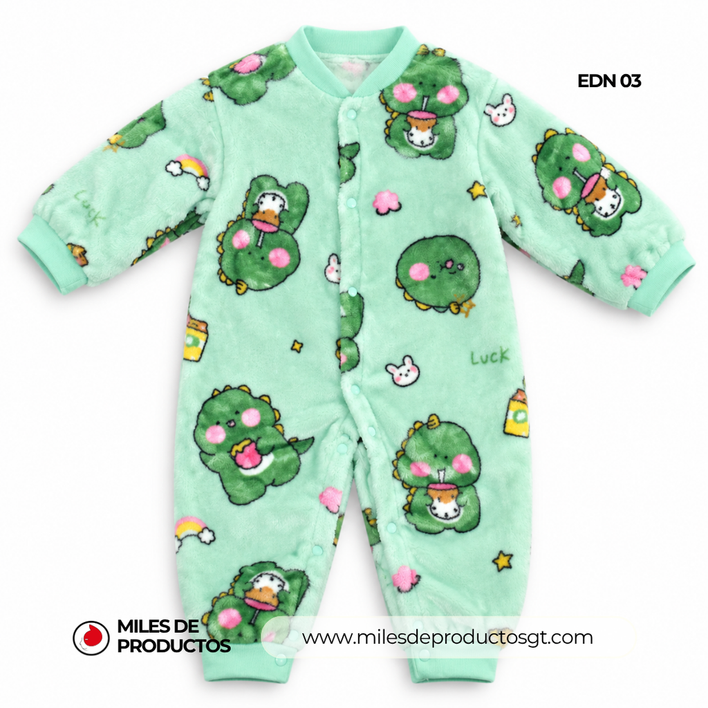 CONJUNTO DE FRANELA CON CUELLO REDONDO PARA BEBÉ 66-73-80 CM EDN 03