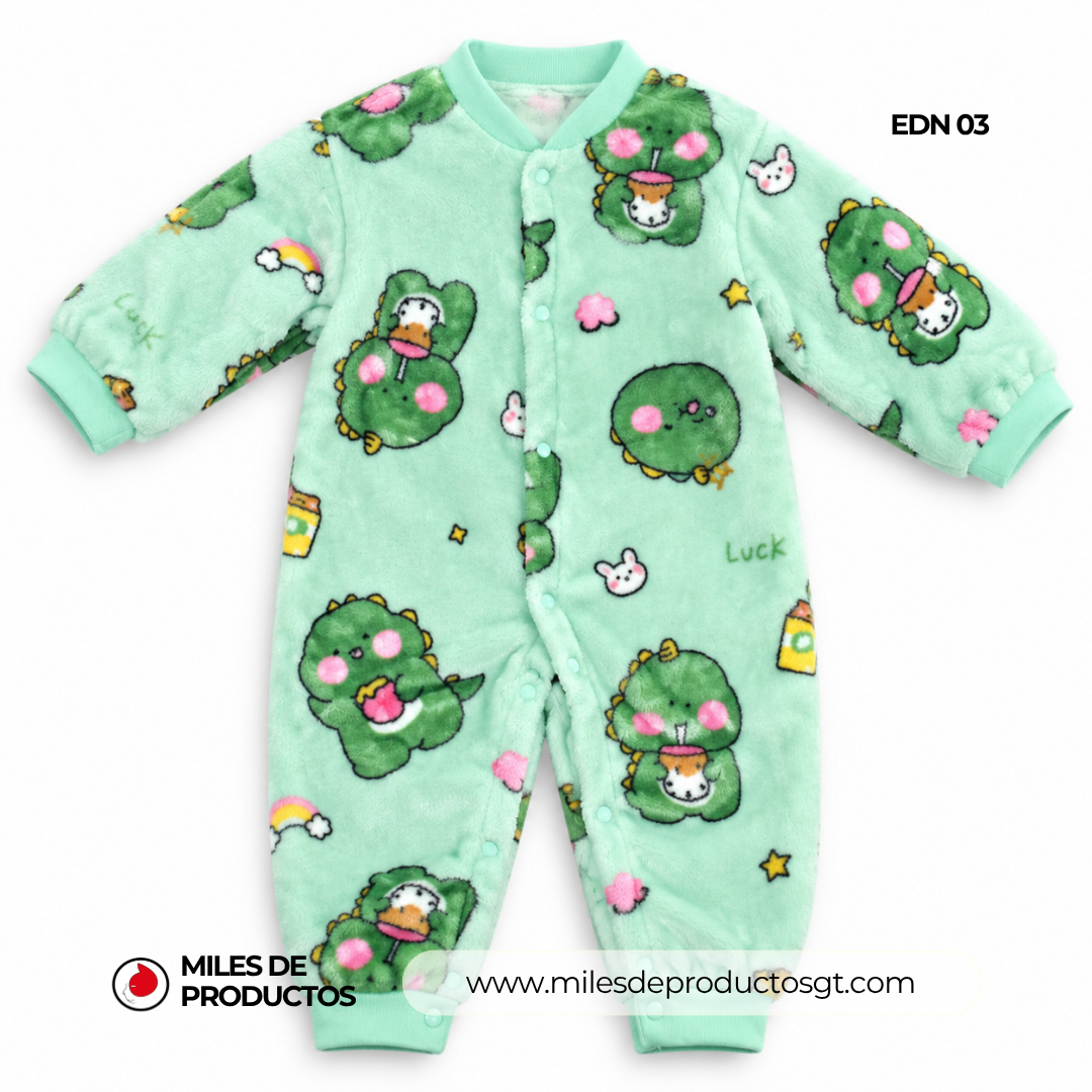 CONJUNTO DE FRANELA CON CUELLO REDONDO PARA BEBÉ 66-73-80 CM EDN 03