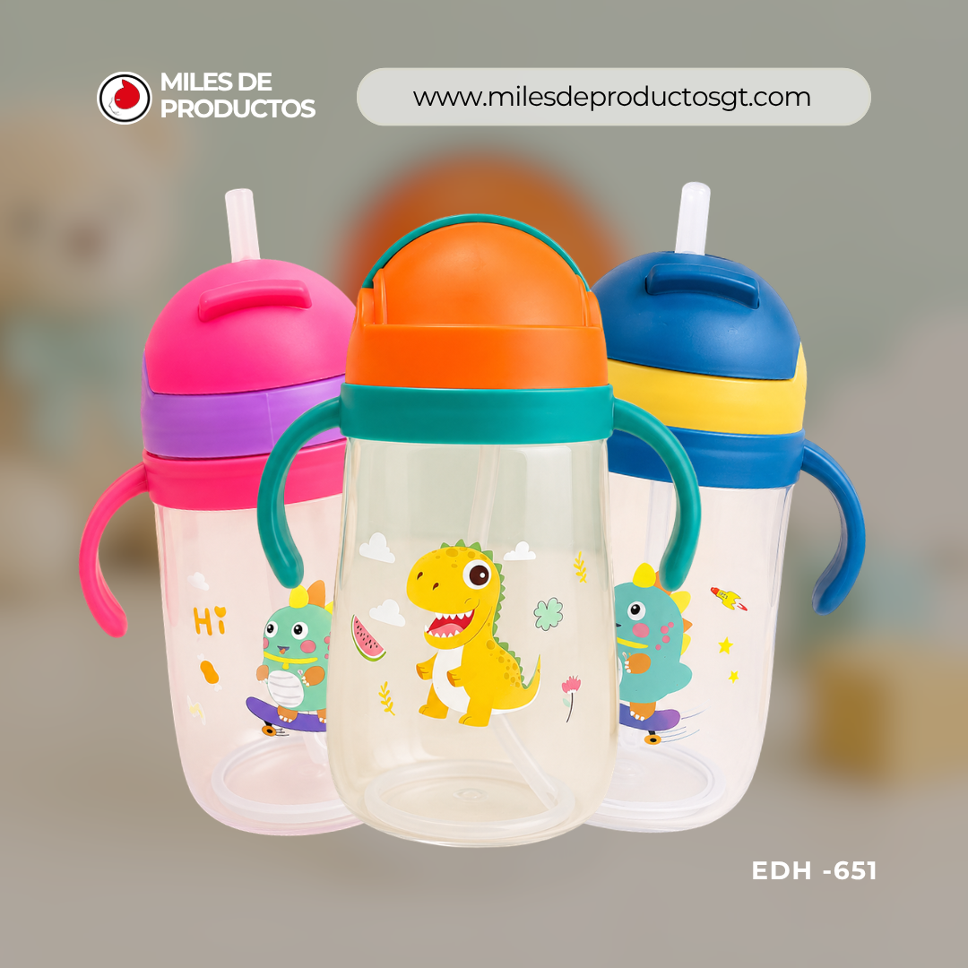 Botella de leche infantil de plástico con diseño de dibujos animados 500 ML 6 .5 X 17 X 7 cm EDH 651