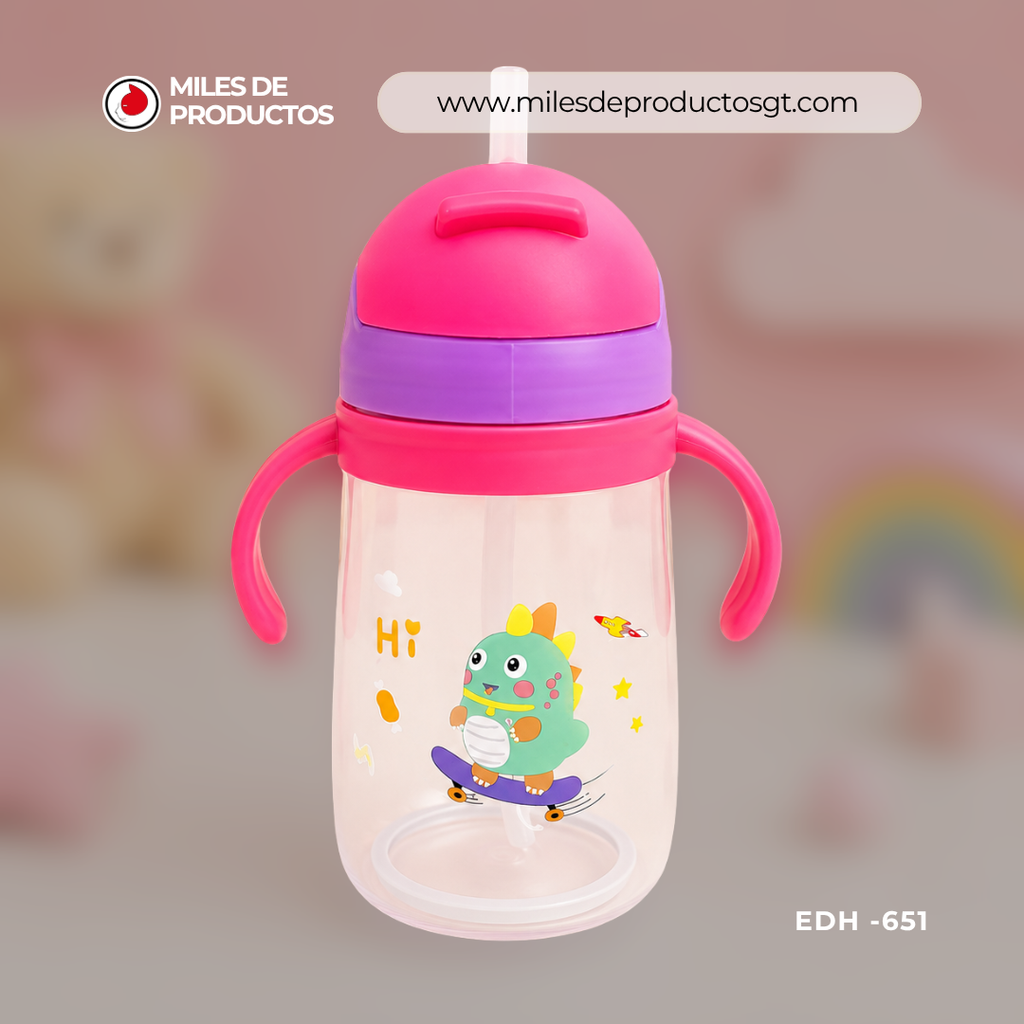 Botella de leche infantil de plástico con diseño de dibujos animados 500 ML 6 .5 X 17 X 7 cm EDH 651