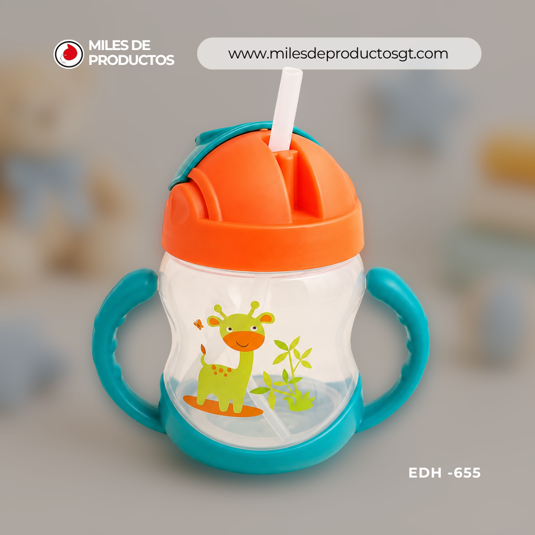 Botella de leche infantil de plástico con dibujos animados de 250 ML EDH 655