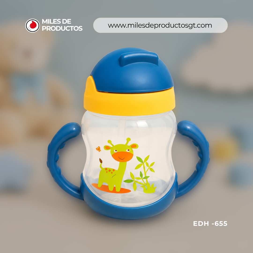 Botella de leche infantil de plástico con dibujos animados de 250 ML EDH 655