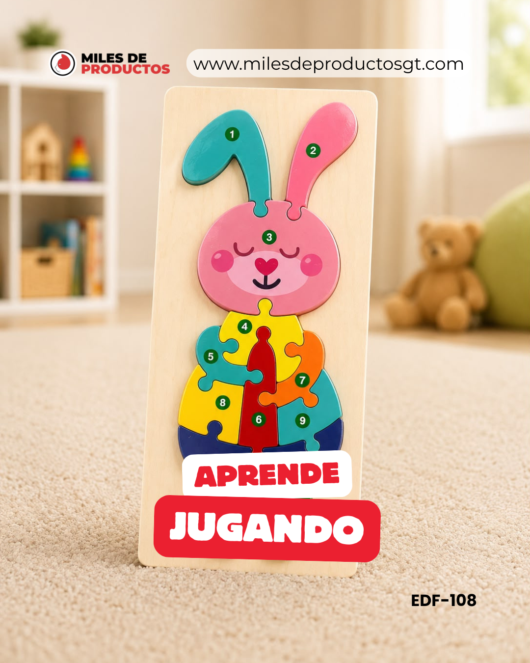 BLOQUES DE CONSTRUCCIÓN CONEJO DE TABLERO DE DENSIDAD PARA NIÑOS TAMAÑO: 30*22*1.2EDF-108