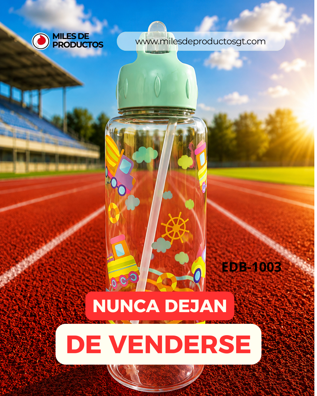 BOTELLA PARA NIÑOS, DE PLASTICO CON MOTIVOS 26X7,5 770 ML EDB-1003