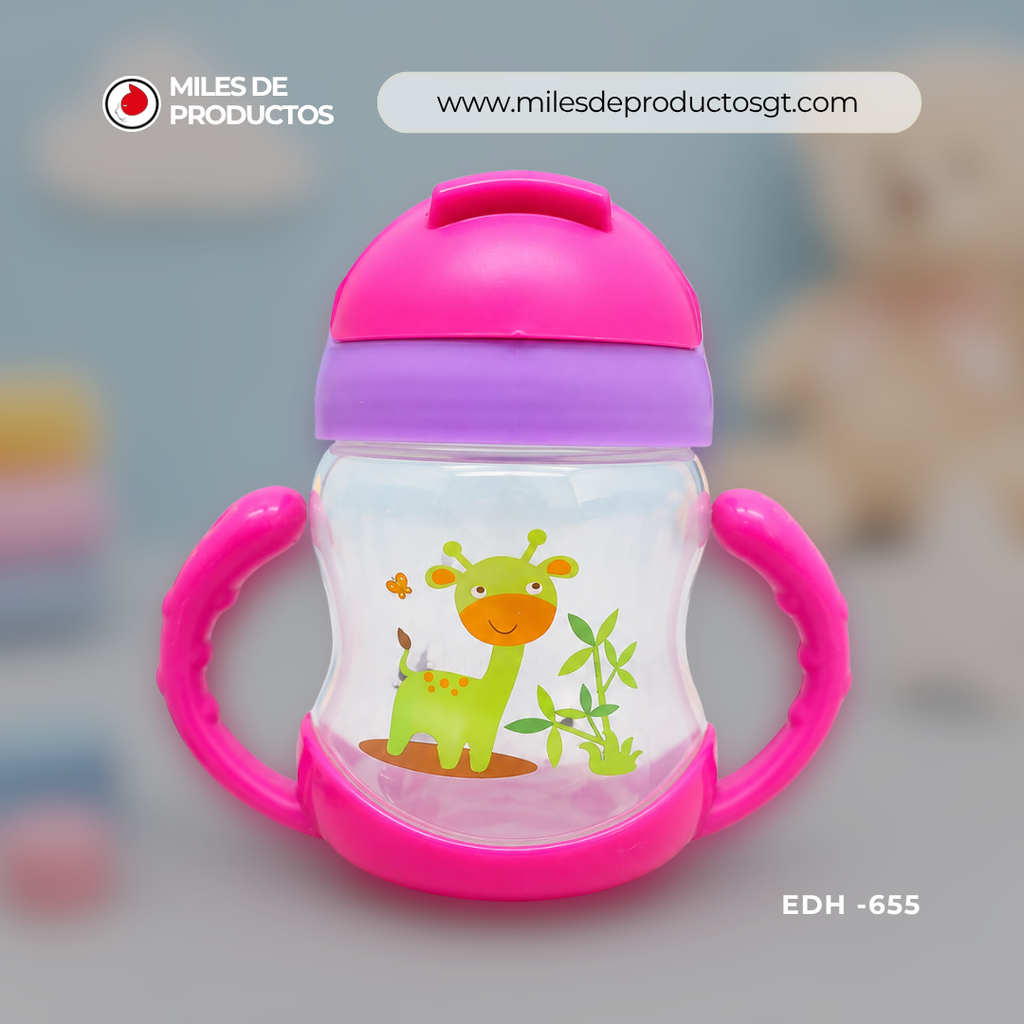 Botella de leche infantil de plástico con dibujos animados de 250 ML EDH 655