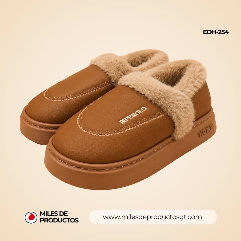 Pantuflas con plataforma y forro de peluche EDH-254