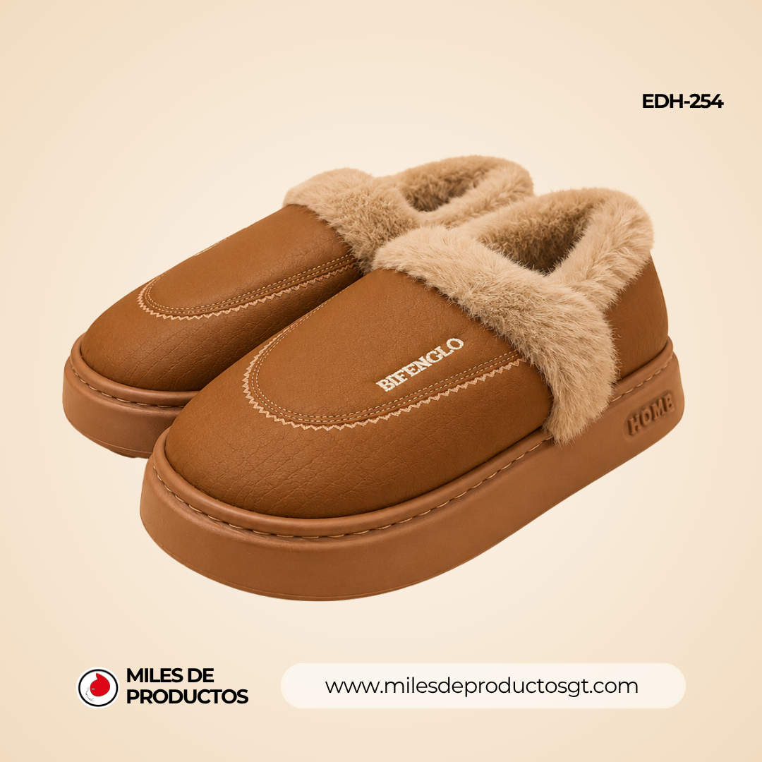 Pantuflas con plataforma y forro de peluche EDH-254