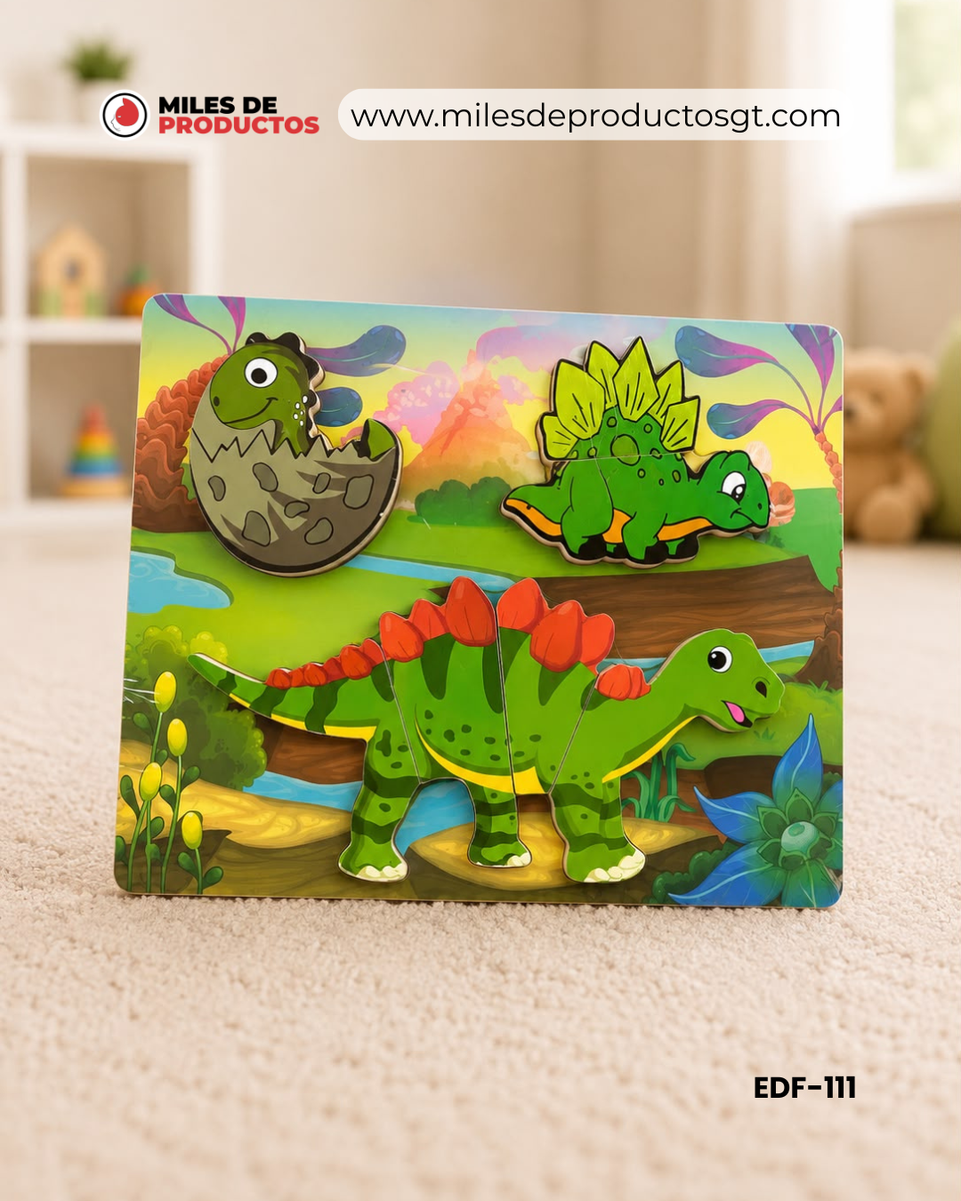 BLOQUES DE DINOSAURIO DE TABLERO DE ALTA DENSIDAD PARA NIÑOS: 25 x 18,5 x 1,5 cm EDF-111