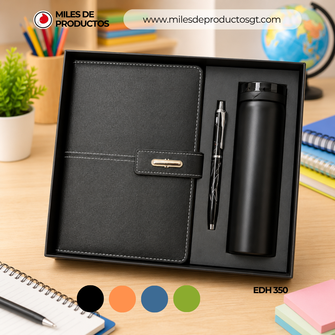 SET EJECUTIVO EN CAJA DE REGALO CON CUADERNO DE PAPEL. TAMAÑO: 27 X 22 CM  EDH 350