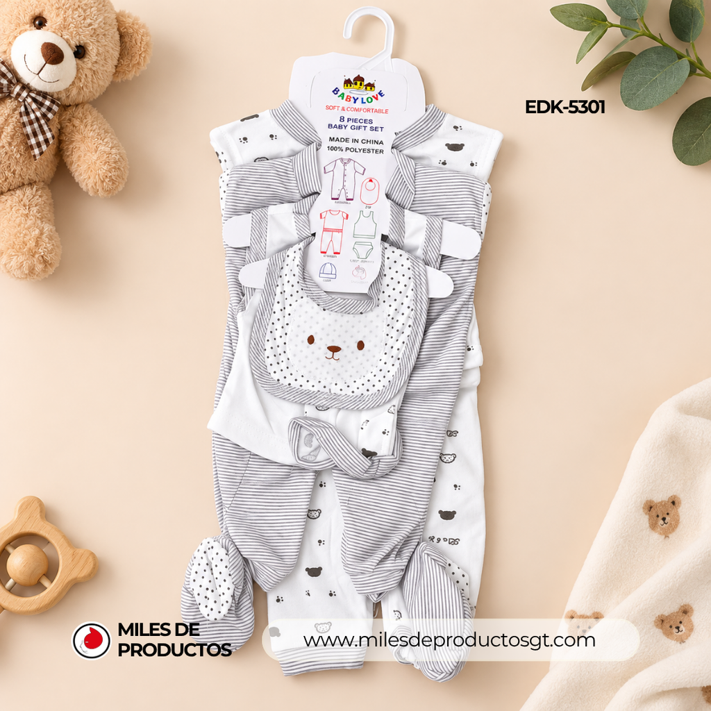 Conjunto para niño de 8 piezas recién nacido edk 5301