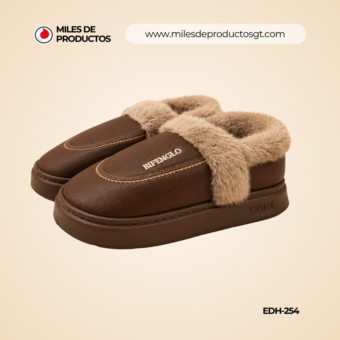 Pantuflas con plataforma y forro de peluche EDH-254