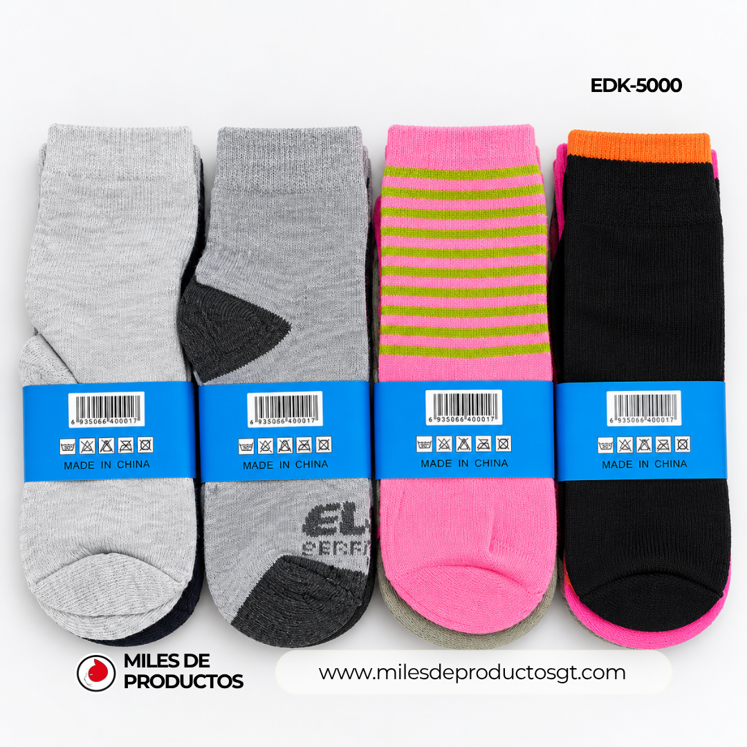 CALCETINES INFANTILES DE POLIÉSTER CON DISEÑO VARIADO EDK 5000