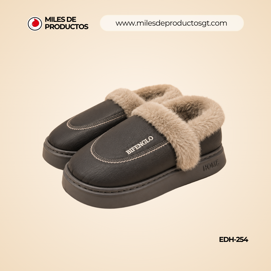 Pantuflas con plataforma y forro de peluche EDH-254