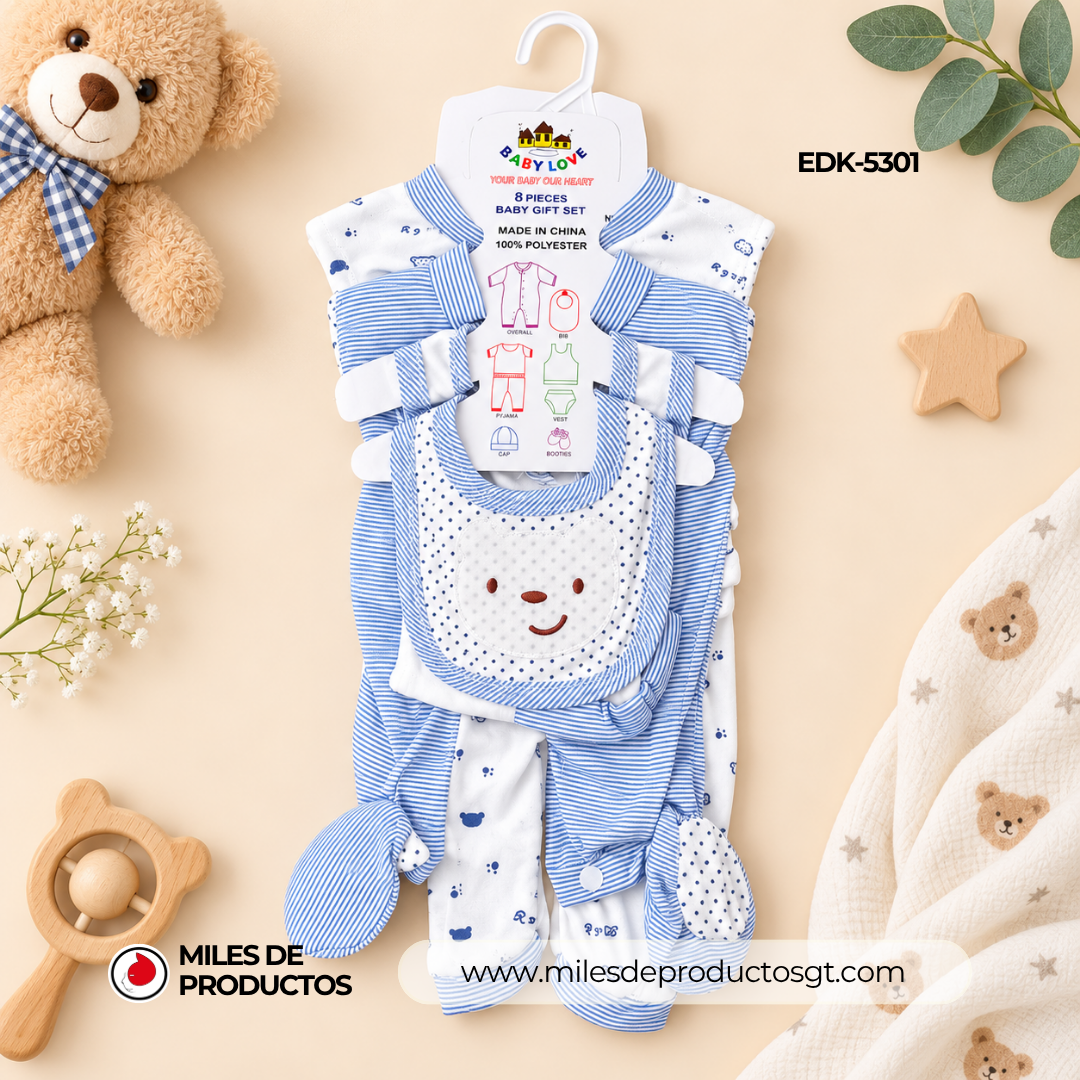 Conjunto para niño de 8 piezas recién nacido edk 5301