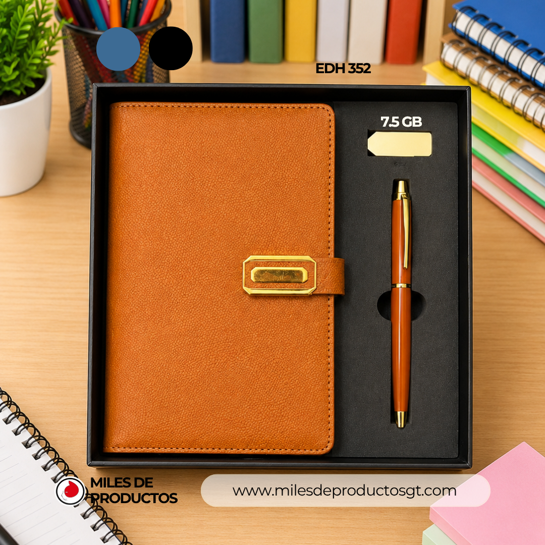 SET EJECUTIVO EN  CAJA DE REGALO CON CUADERNO DE PAPEL. TAMAÑO: 23,5 X 22,5 CM EDH 352