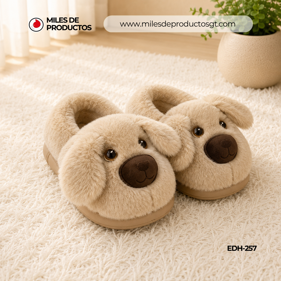 Pantuflas de algodón En forma de perrito Tareas de la 32 a la 37  EDH-257