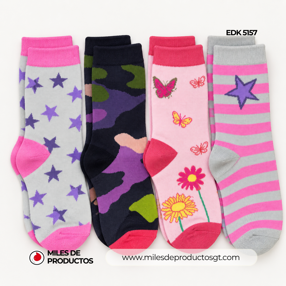 CALCETINES DE POLIÉSTER PARA ADULTOS, DISEÑO VARIADO (dama) EDK 5157
