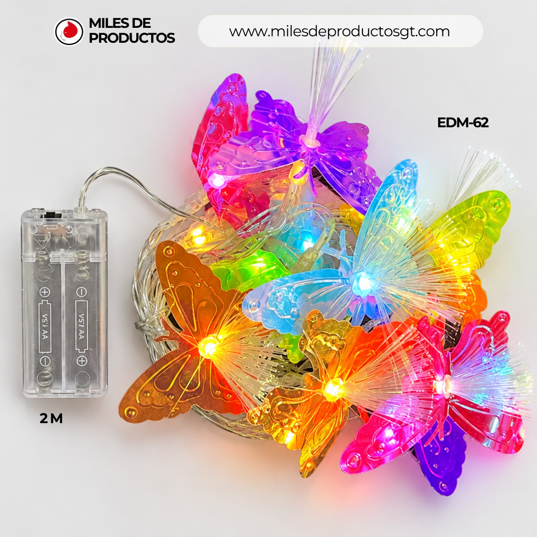 SERIE DE LUCES DE PLASTICO CON FORMA DE MARIPOSA, 2 M, 10 LUCES EDM 62