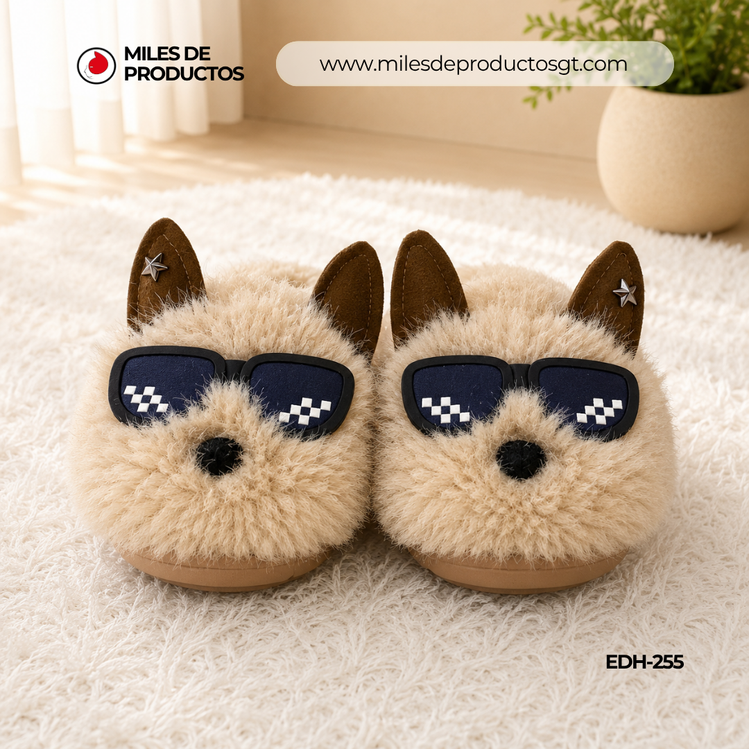 Pantufla Informa de gatito con lentes talla de la 32 a la 37 EDH-255