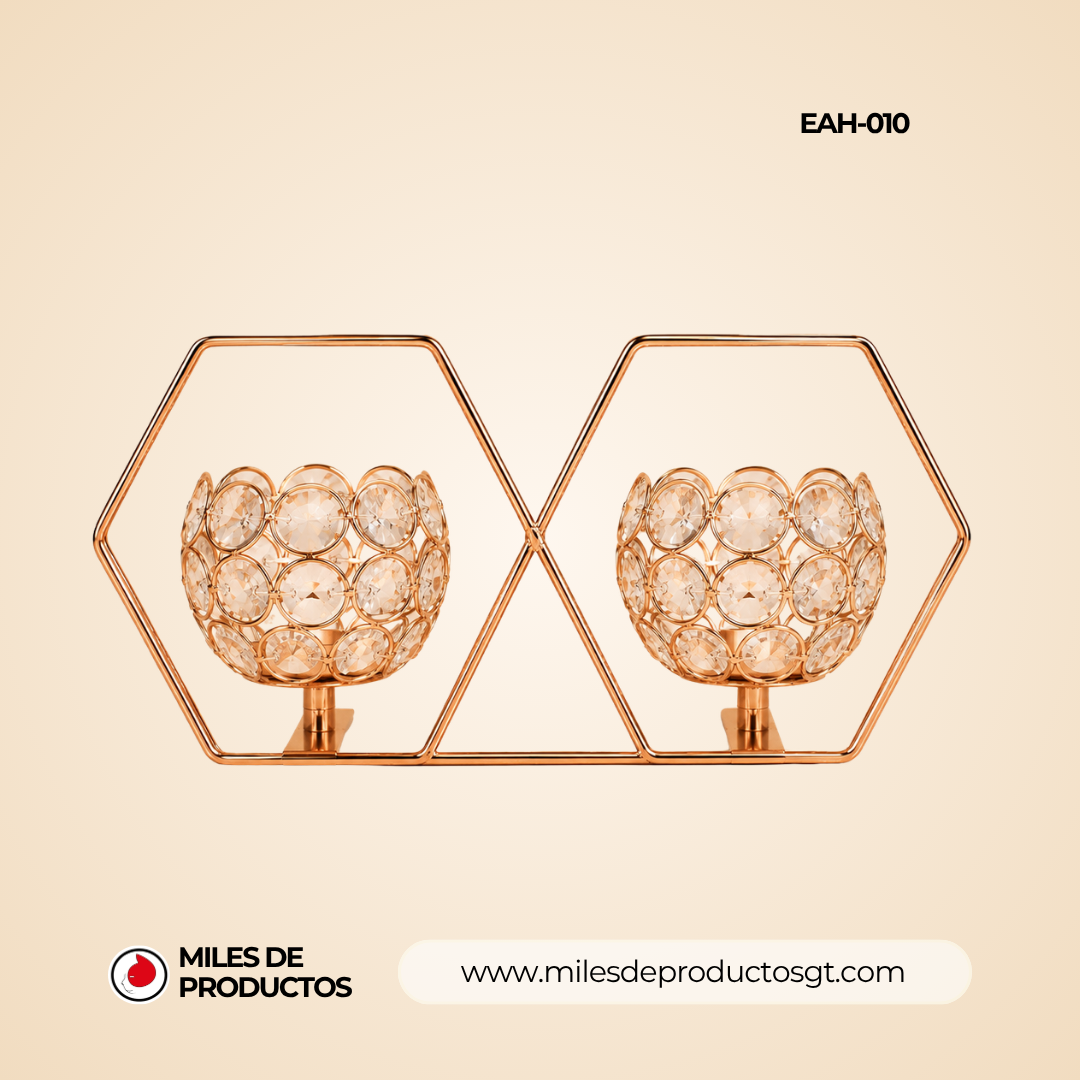 Centro de Mesa Portavelas de 2 espacios hexagonal EAH-010