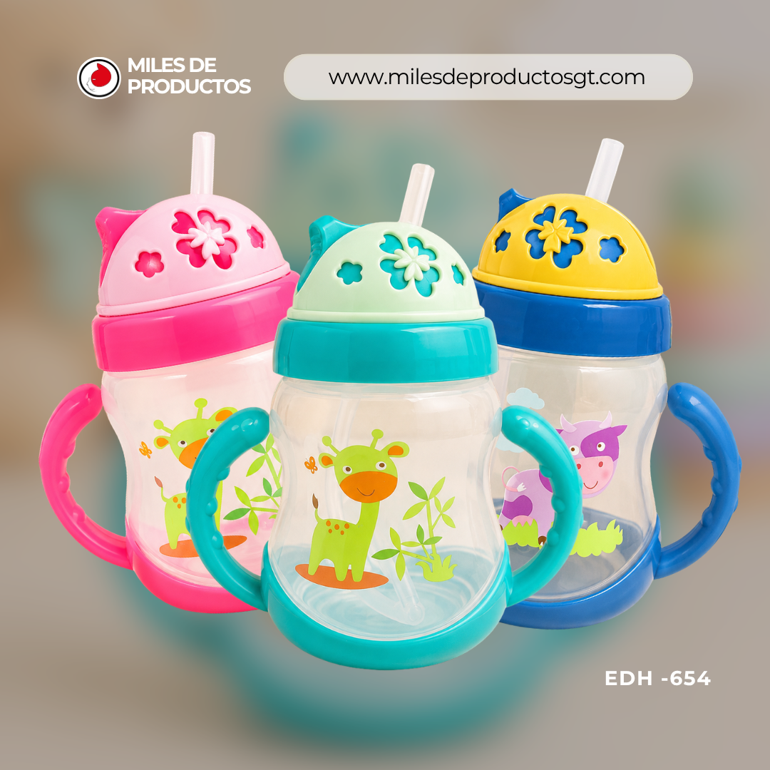 Botella de leche infantil de plástico con dibujos animados de 250 ML EDH 654