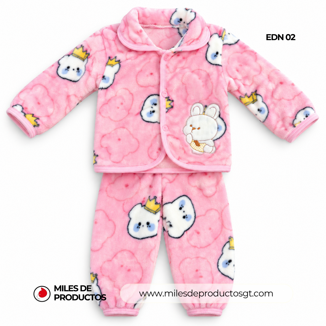 CONJUNTO DE FRANELA CON CUELLO REDONDO PARA BEBÉ 73-80 CM EDN 02