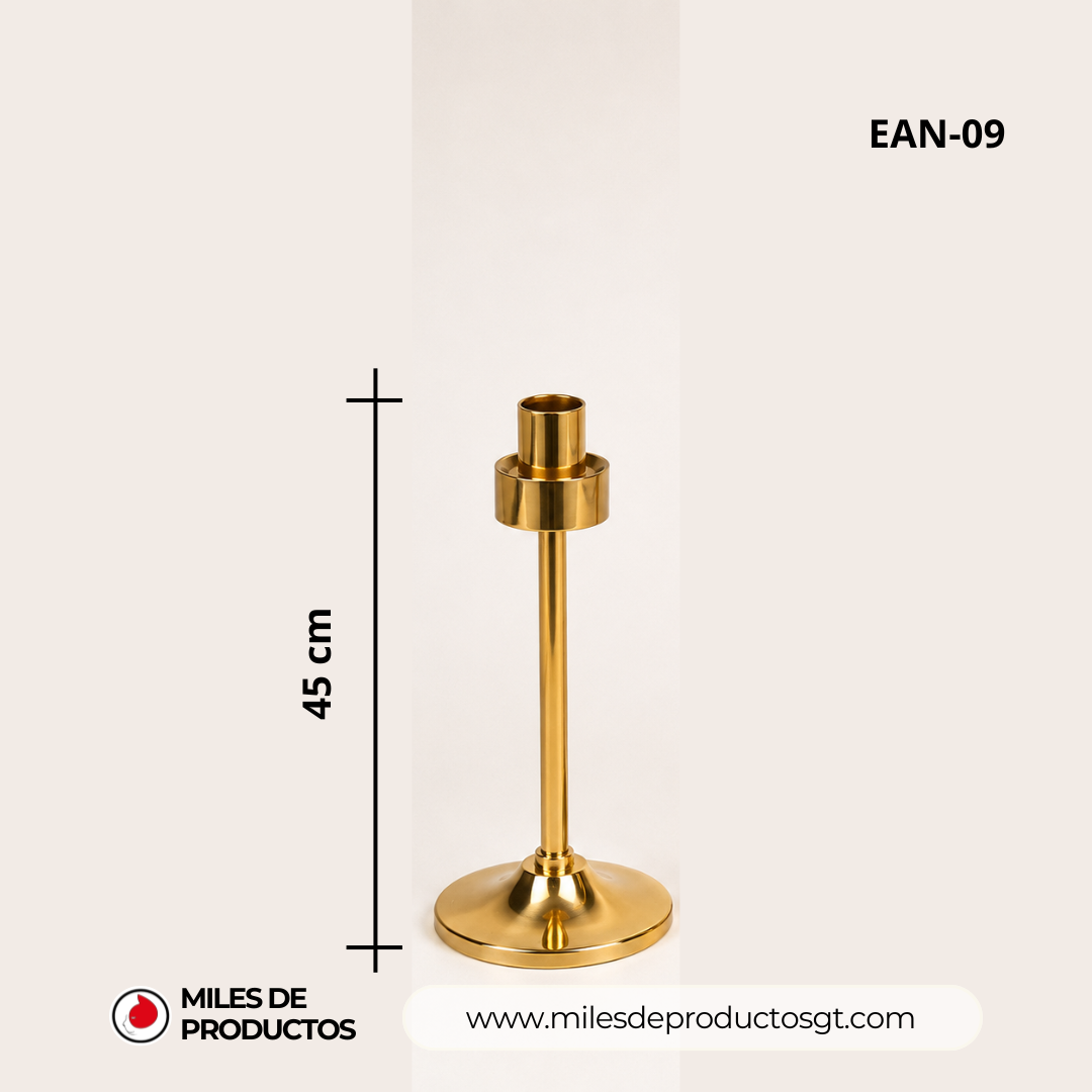 PORTA VELAS DE ACERO INOXIDABLE DORADO 45CM EAN-09
