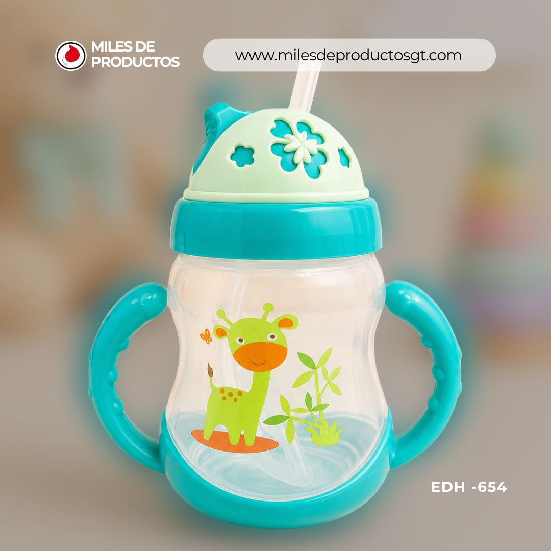 Botella de leche infantil de plástico con dibujos animados de 250 ML EDH 654