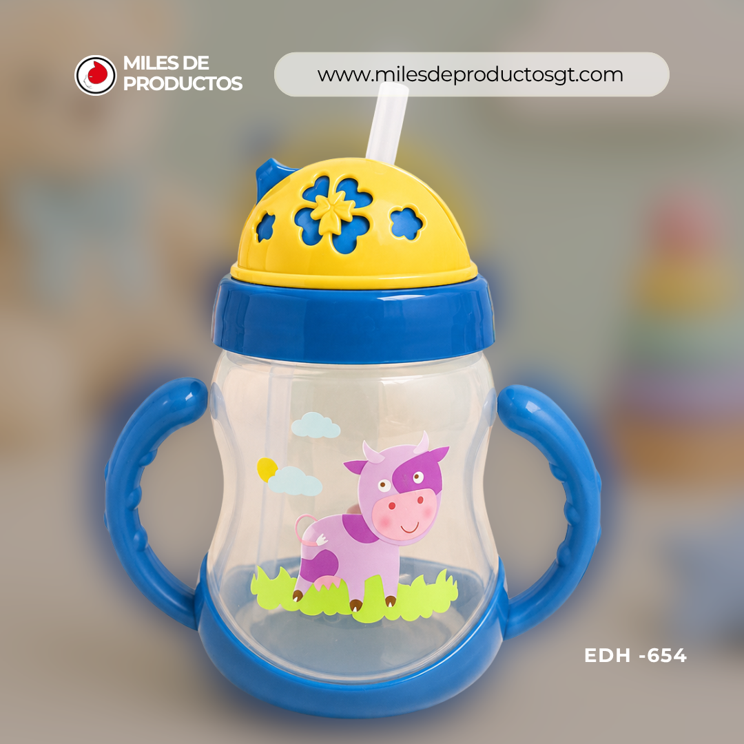 Botella de leche infantil de plástico con dibujos animados de 250 ML EDH 654