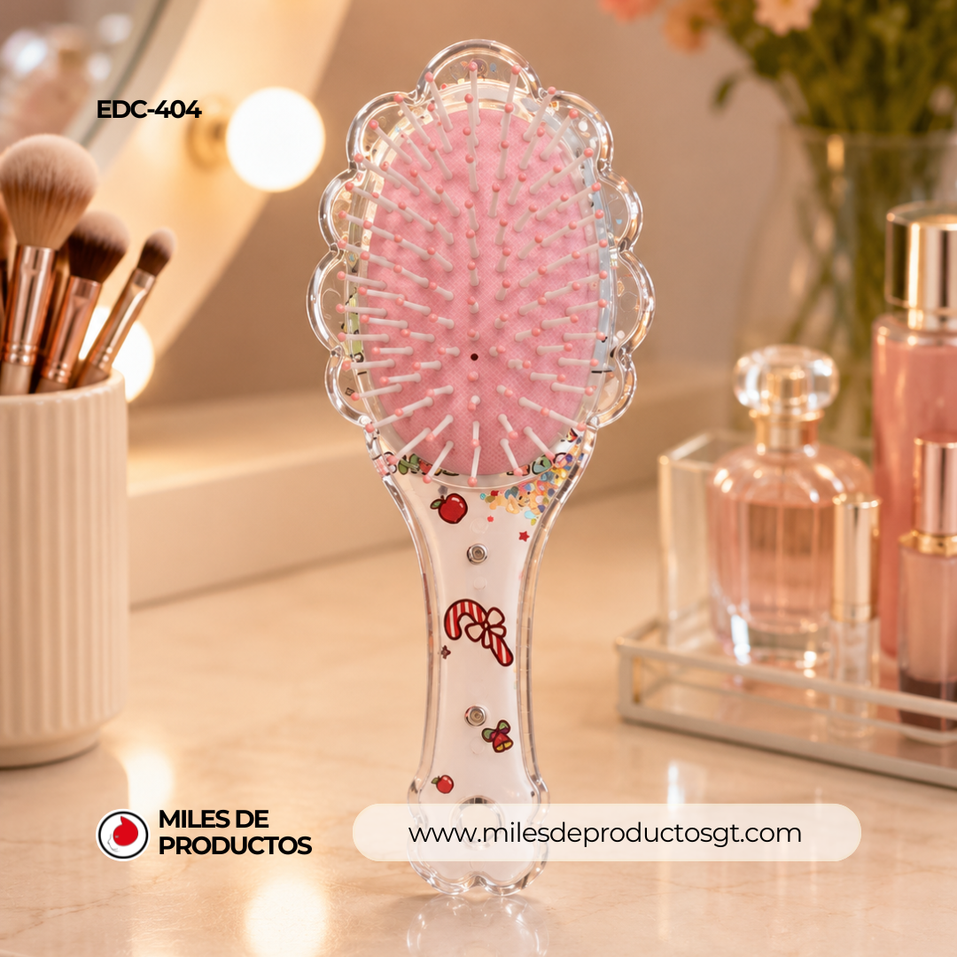PEINE DE PLASTICO CON FORMA FLORAL CON DIBUJOS ANIMADOS EDC-404