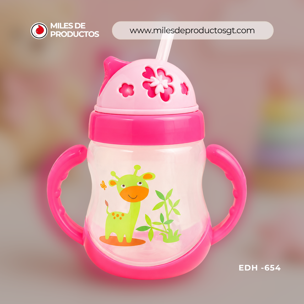 Botella de leche infantil de plástico con dibujos animados de 250 ML EDH 654