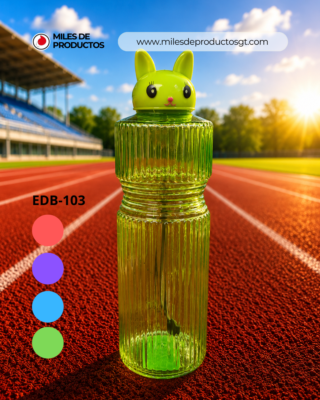 BOTELLA DE AGUA DE PLÁSTICO CON DIBUJOS ANIMADOS DE COLORES EDB-103