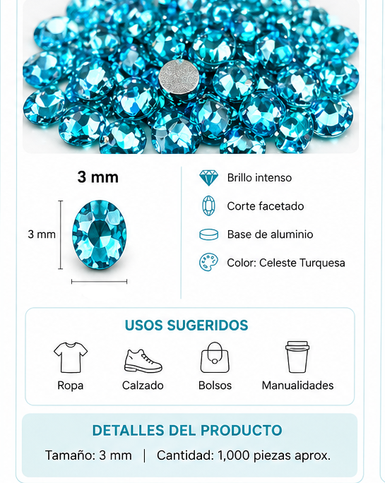 PERLA DE ROPA DE ALUMINIO CELESTE EAB-32