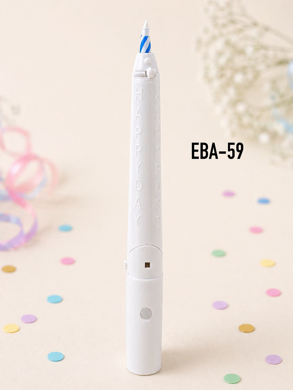 VELA MUSICAL DE PLÁSTICO CON ABANICO DE COLORES EBA-59