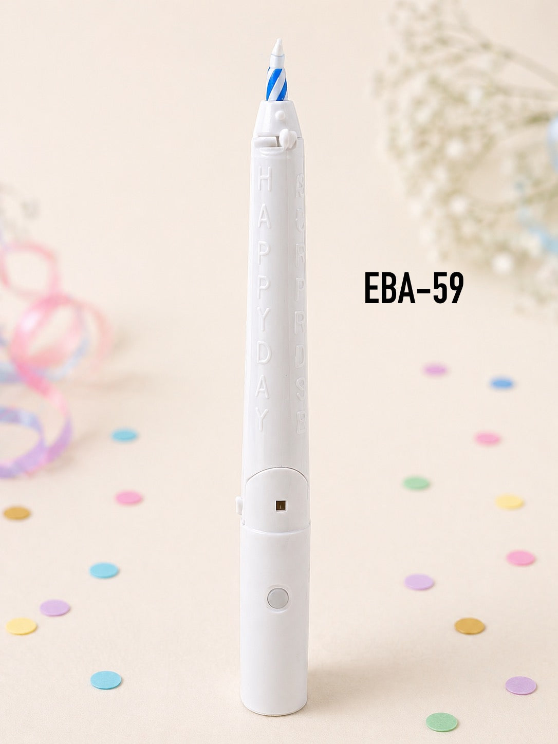 VELA MUSICAL DE PLÁSTICO CON ABANICO DE COLORES EBA-59