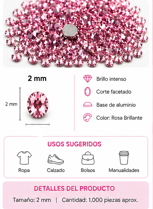 PERLA DE ROPA DE ALUMINIO ROSA EAB-26