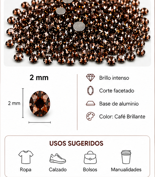 PERLA DE ROPA DE ALUMINIO  CAFE EAB-23