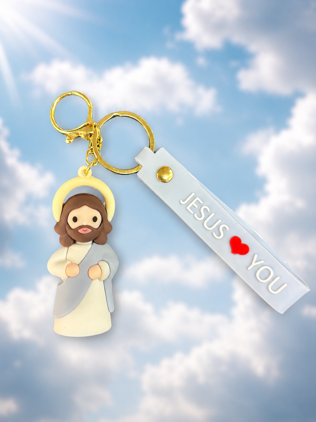 LLAVERO DE PLÁSTICO CON DIBUJOS ANIMADOS CRISTIANOS JESUS LOVE YOU EDH-205