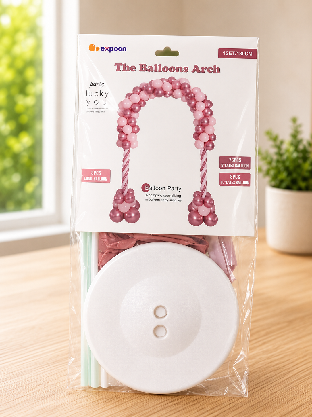 Juego de arco de globos rose gold de plástico EDA 1057