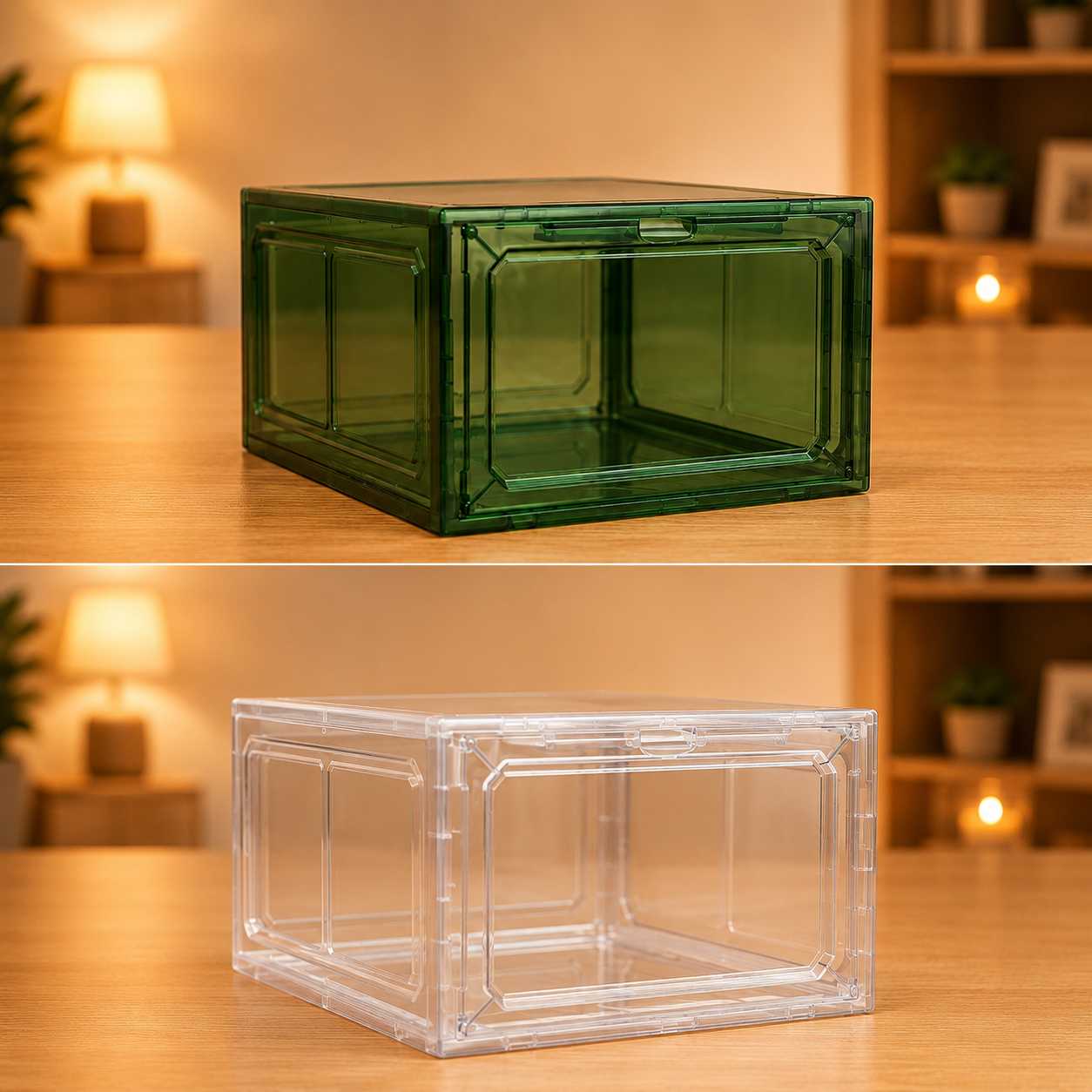 CAJA DE PLASTICO CUADRADA TRANSP PARA ZAPATOS EDC 808