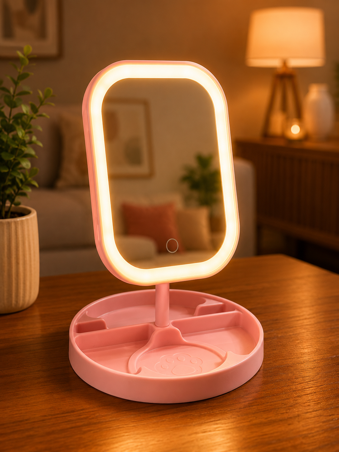 ESPEJO LED  DE MAQUILLAJE RECTANGULAR DE PLÁSTICO PARA ESCRITORIO  EDB 302
