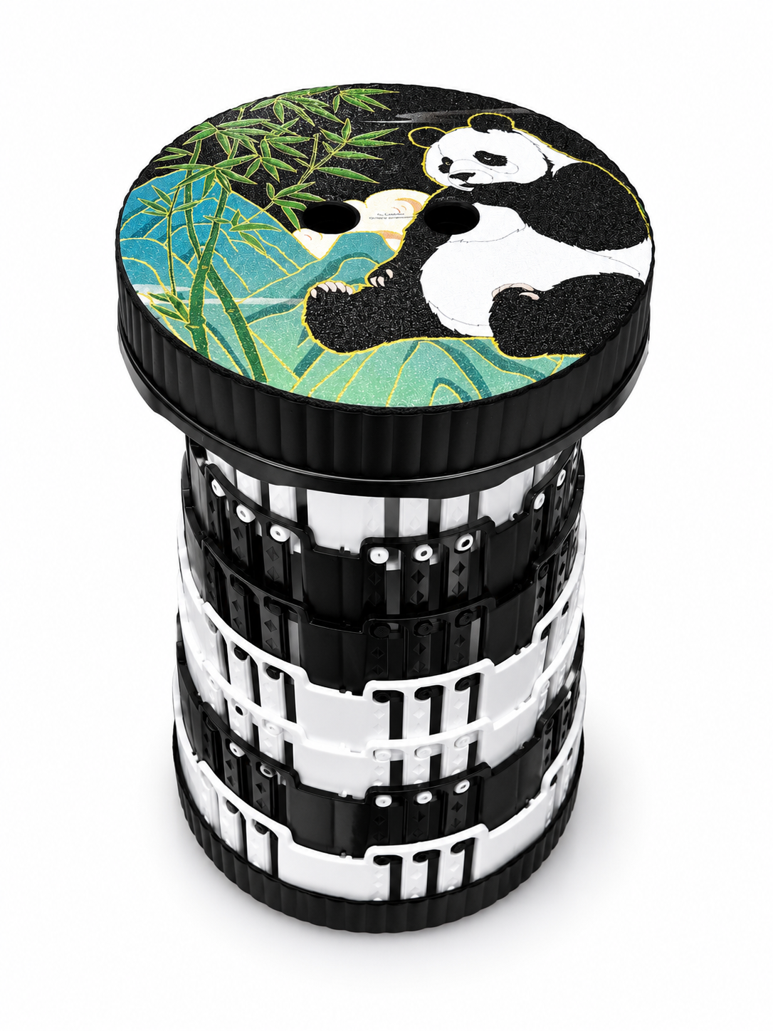 Banquillo retractil de plastico, circular con figura de panda EDA 550