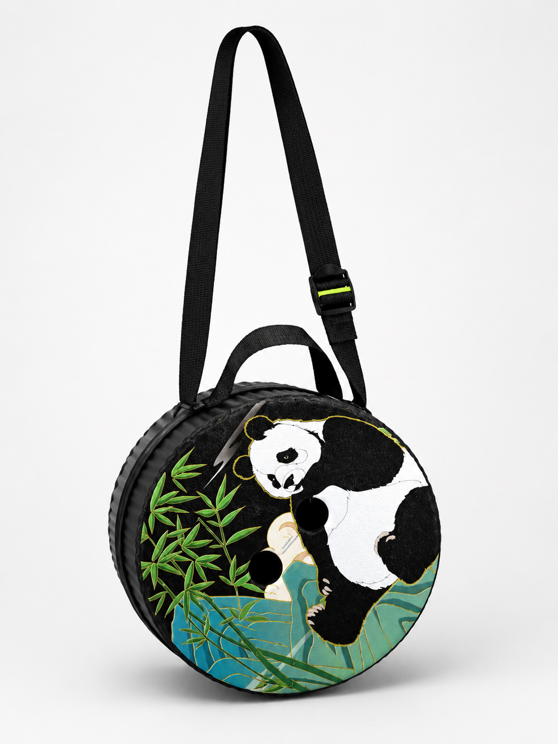 Banquillo retractil de plastico, circular con figura de panda EDA 550