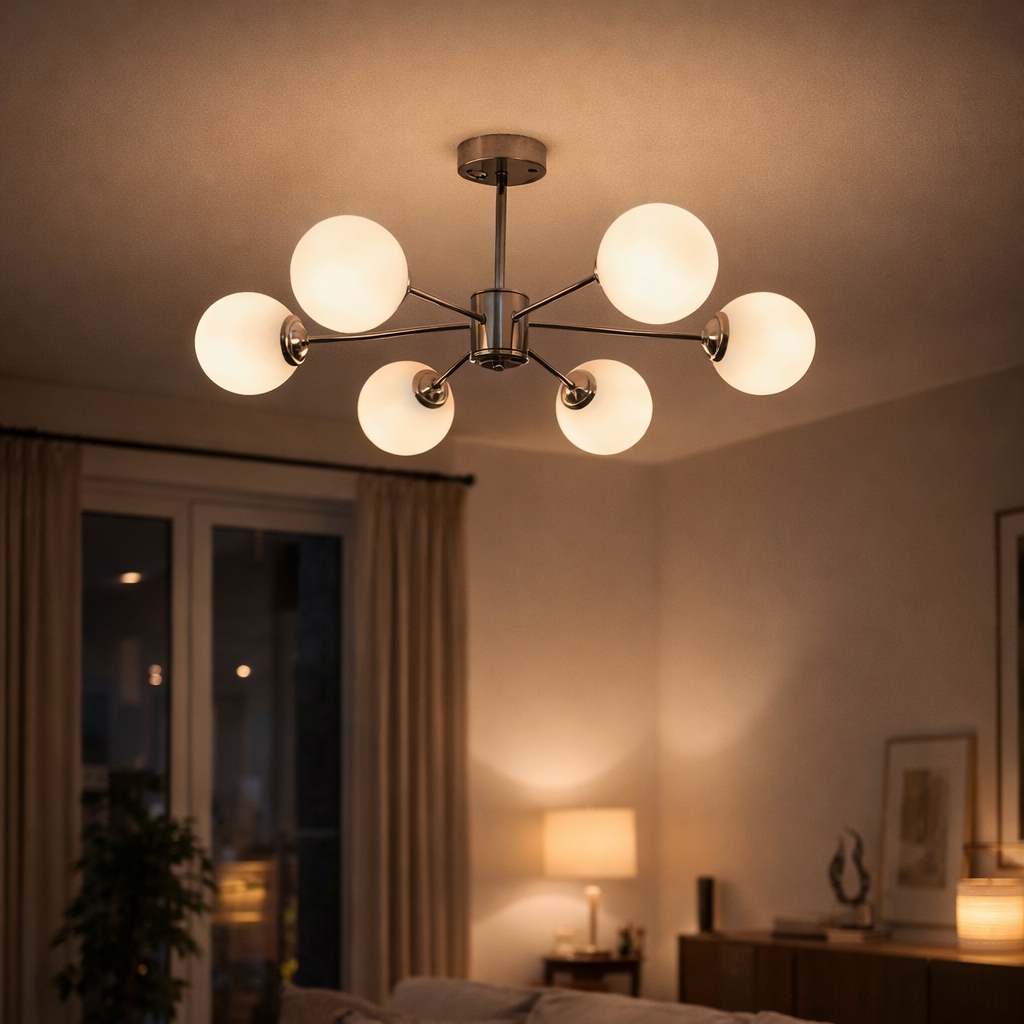 LAMPARA MODERNA TIPO SPUTNIK DE 6 GLOBOS - miles-deproductos