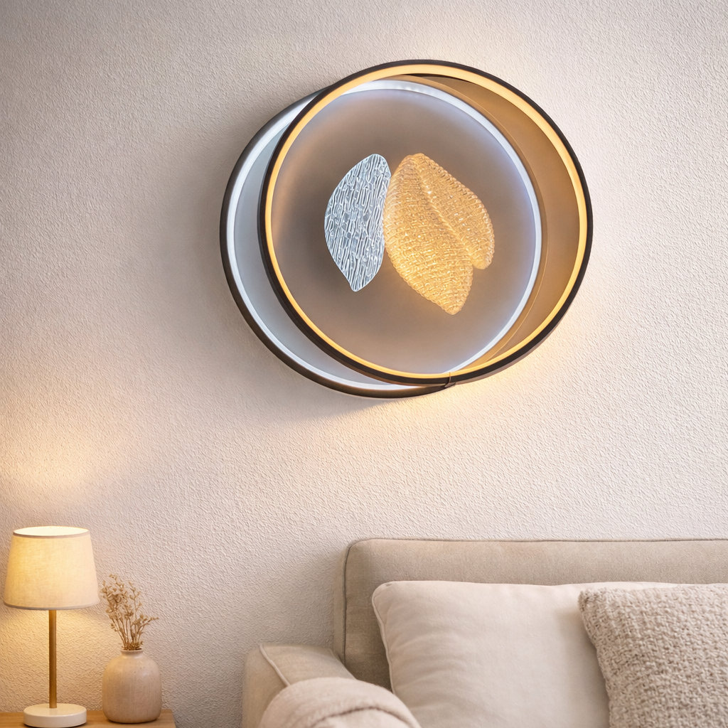 LÁMPARA LED CIRCULAR DE PLÁSTICO CON PATRÓN DE HOJAS DBY-004