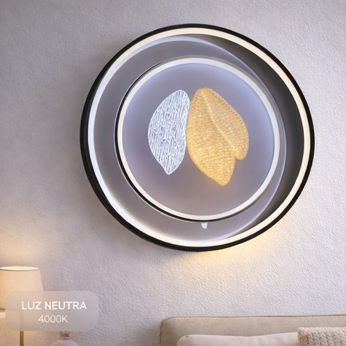 LÁMPARA LED CIRCULAR DE PLÁSTICO CON PATRÓN DE HOJAS DBY-004