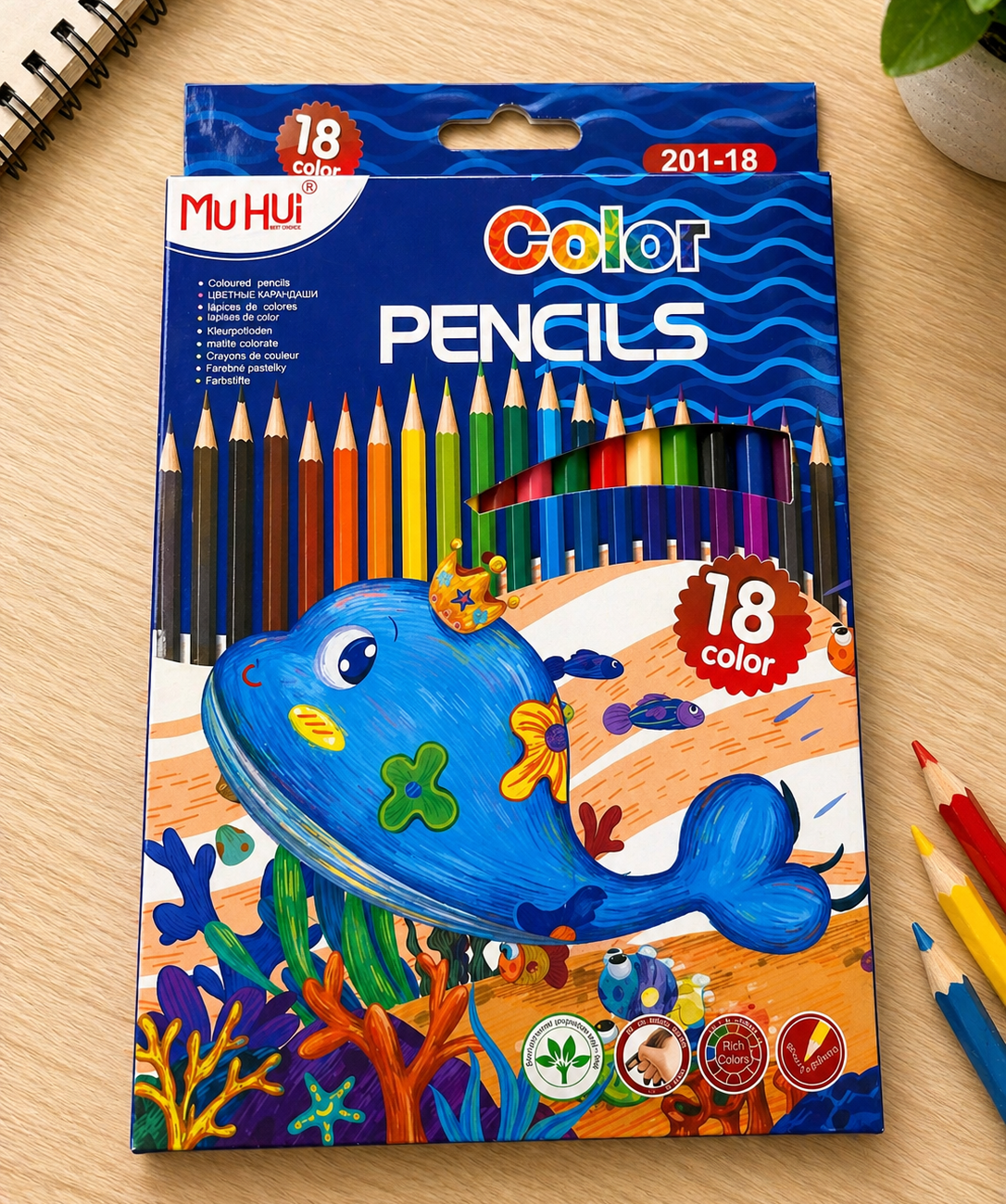 CRAYONES 18 COLORES CAJA AZUL COLOR