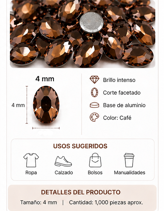 PERLA DE ROPA DE ALUMINIO CAFE EAB-37