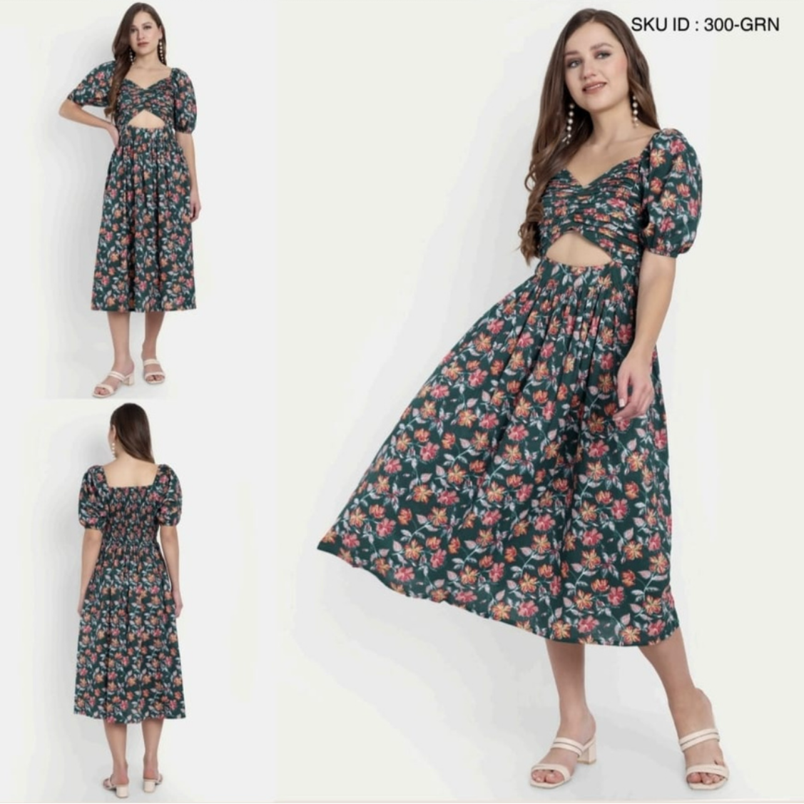 VESTIDO VERDE FLOREADO 0619CIP313